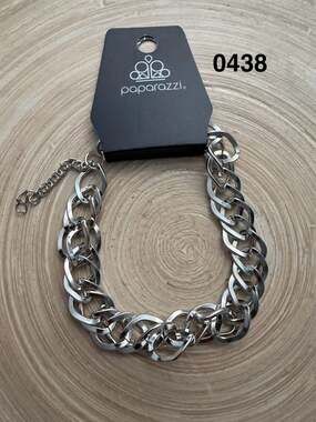 Paparazz Silver Chunky Double Link Chain Choker Bracelet